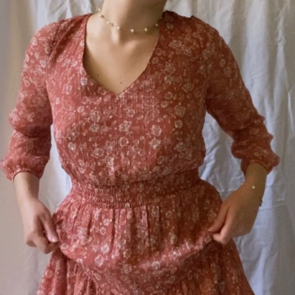 brick red dress